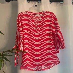 Hot pink and white zebra patterned top from New York and Co